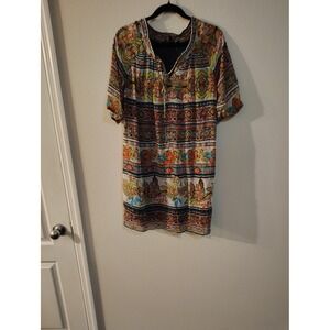 California Vintage Womens Boho‎ Floral Geometric Tile Print Shift Dress Size 6